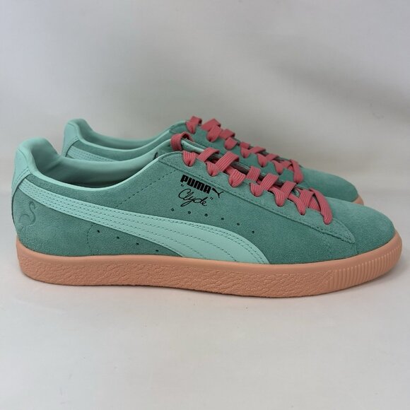 Puma Clyde South Beach Suede Shoes Green Pink Men’s Size 9 - Picture 1 of 7